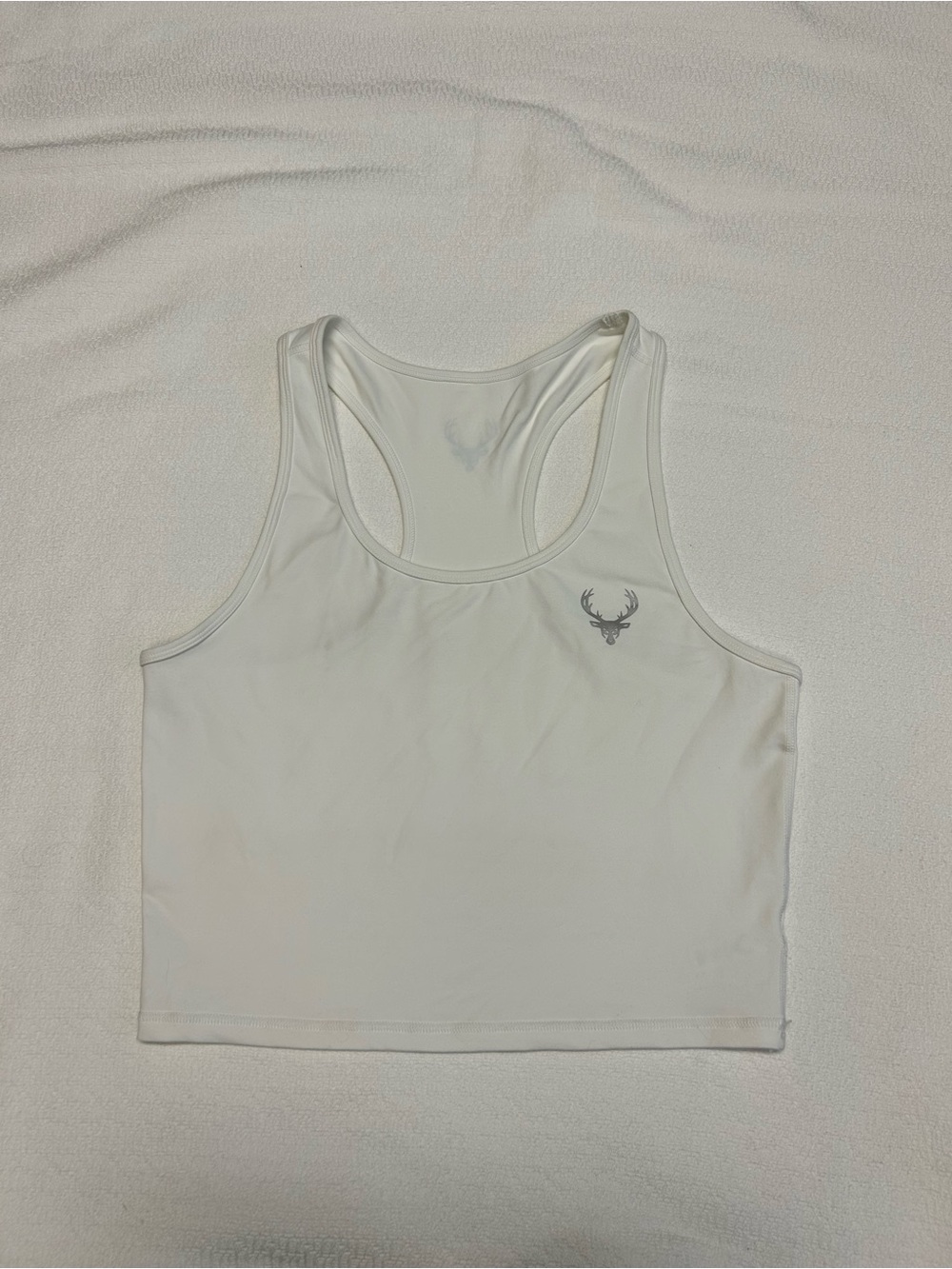Bucked Up White Racerback Cropped Workout Tank XL 🦌